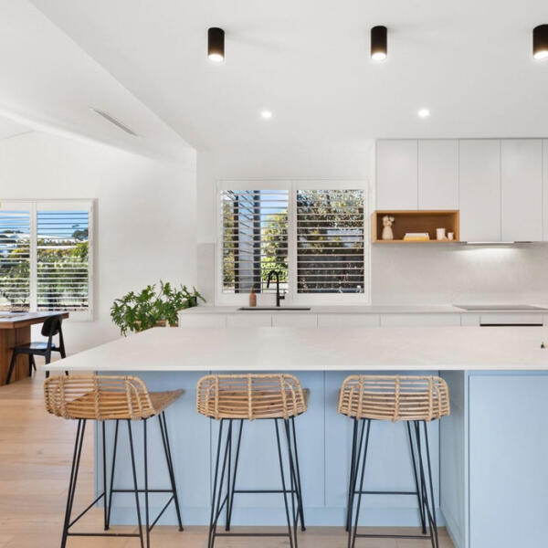 Kitchen of Ocean Grove home with down lights installed by Kizz Electrical electricians