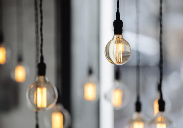 Light bulbs hanging down