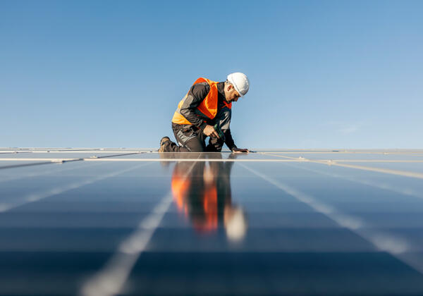 Solar panel installation on commercial building in Ocean Grove